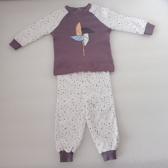 Baby Girls Two-Piece Pyjama Set Organic Cotton Soft Cozy Comort Colorful Sz 3M - Picture 1 of 8